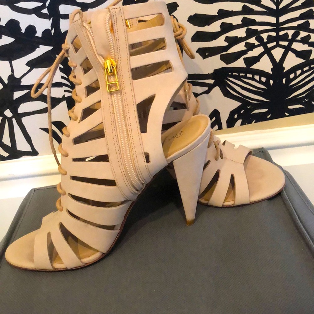 Pour La Victoire nude suede caged sandals